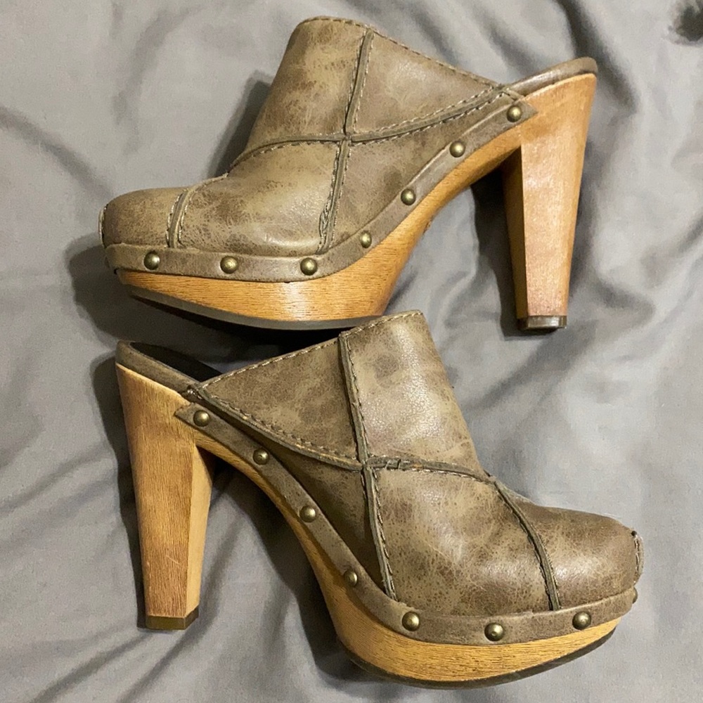 Candies Studded Clogs Y2k Platform 7 1/2 Taupe